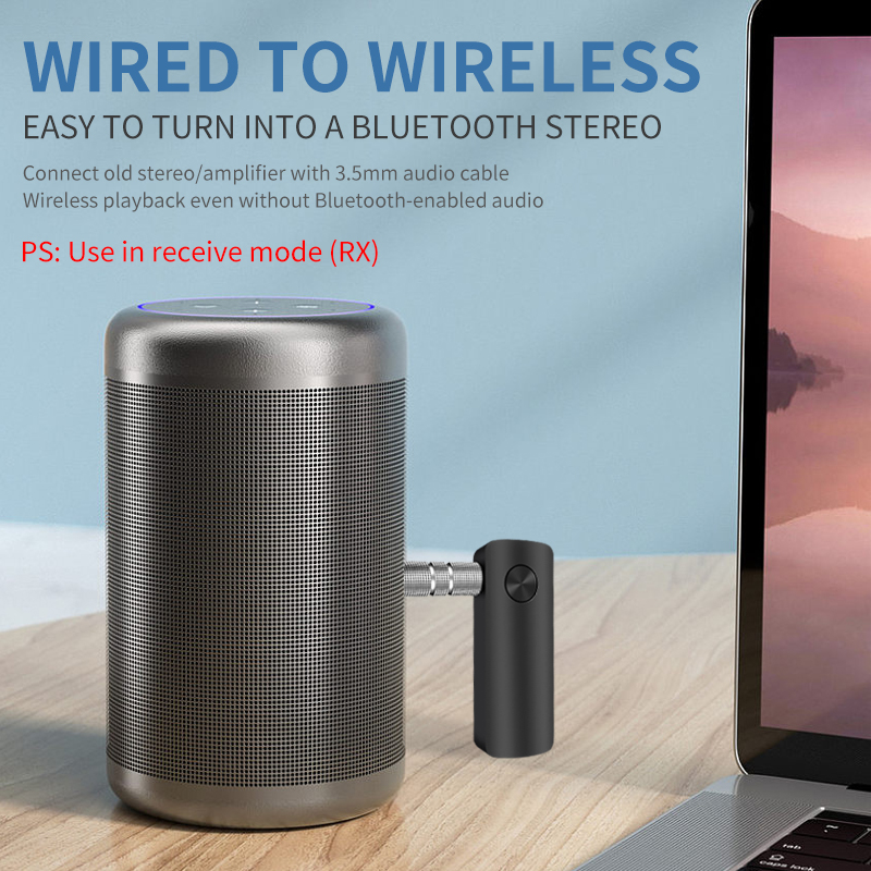 2 In 1 Bluetooth 5.4 Audio Receiver Transmitter Hifi Stereo Wireless Adapter 3.5MM AUX With Mic For Car Airplane TV PC Speaker. 