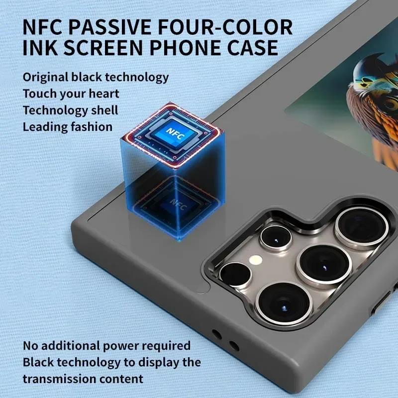 S24U High End NFC Smart E-ink phone case For Samsung Galaxy S23 S24 Ultra DIY Screen projection AI Couple Photo shockproof shell. 