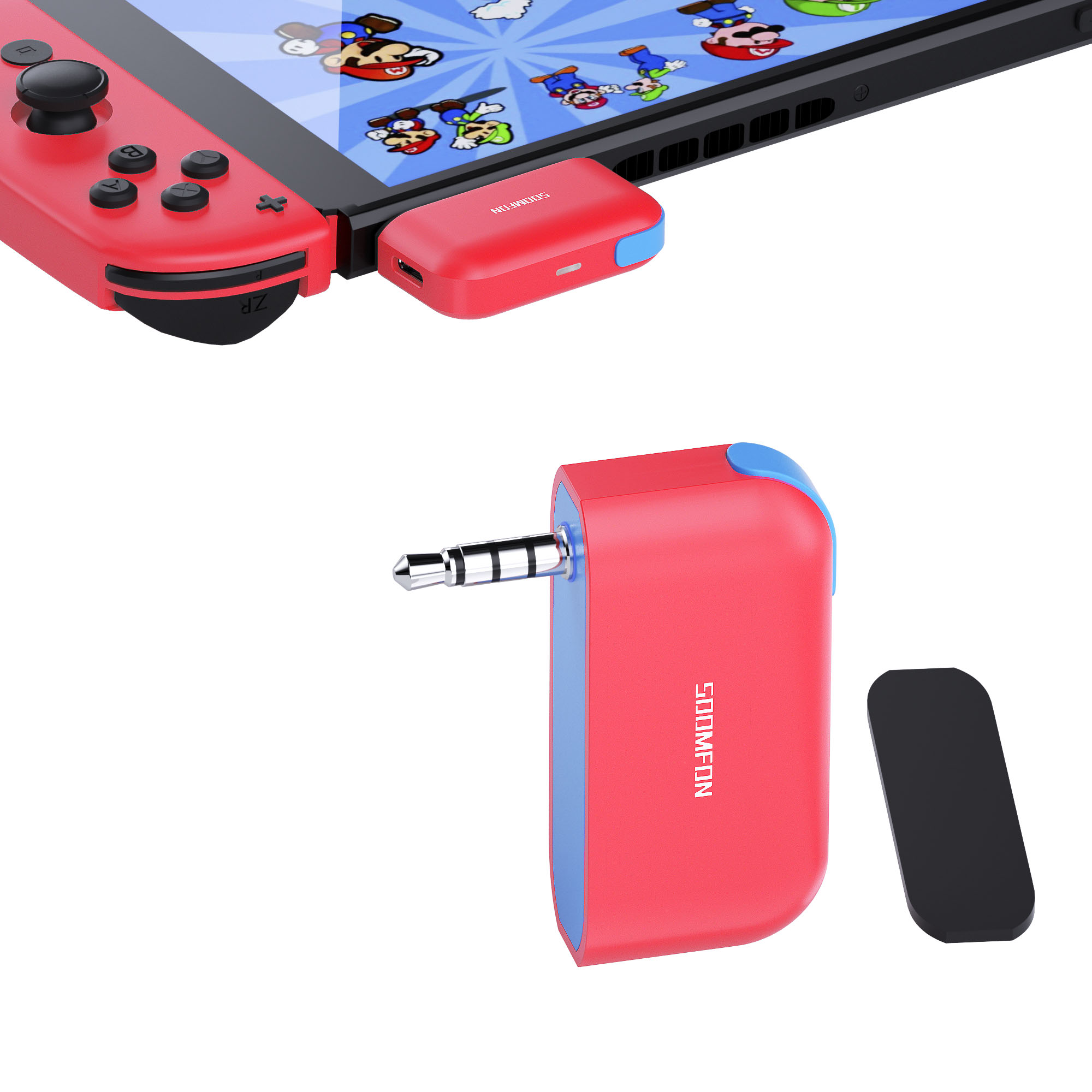 SOOMFON Bluetooth 5.0 Transmitter Wireless Audio Adapter for Nintendo Switch Lite 3.5mm Jack. 