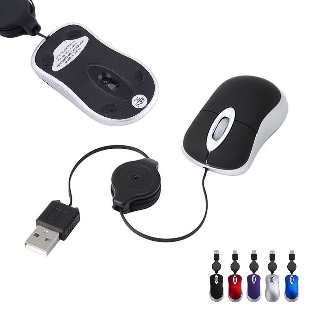 Retractable Mini 1200DPI Wired Mouse USB Optical Mouse Ergonomics Office Gaming Mouse Computer Mice For PC Laptop Notebook. 
