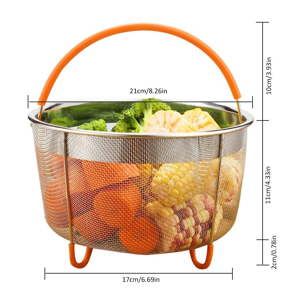 Stainless Steel Steamer Basket Set,Instant-Pot Accessories for Ninja Foodi Pressure Cooker & Multi Cooker,6Qt. 