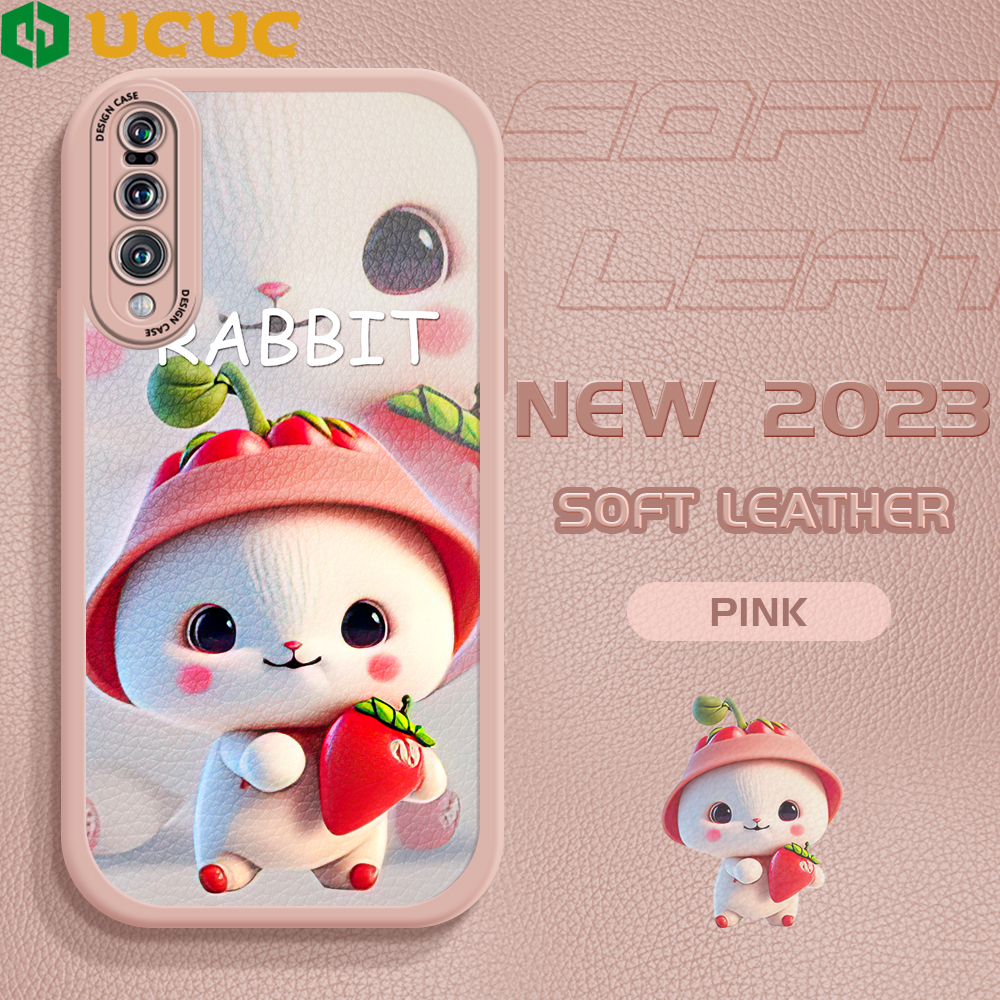 UCUC for Huawei P20 Pro Back Cover Red Hat Strawberry Bunny Leather Phone Case Ultra Thin Soft Drop Protection Case. 