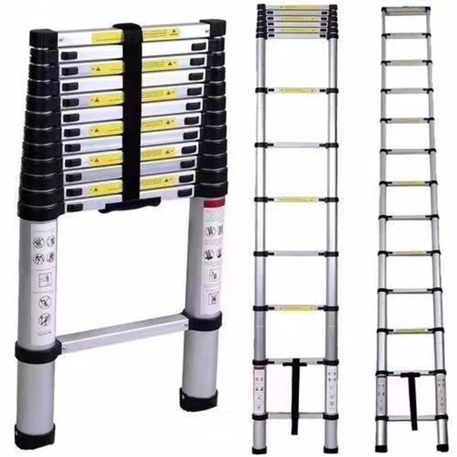 2m(7 Steps) Telescoping Ladder Extension Telescopic Ladders Portable Expandable Retractable Foldable Aluminum Ladder with One Button Collapsible Folding 330 Pound Capacity. 