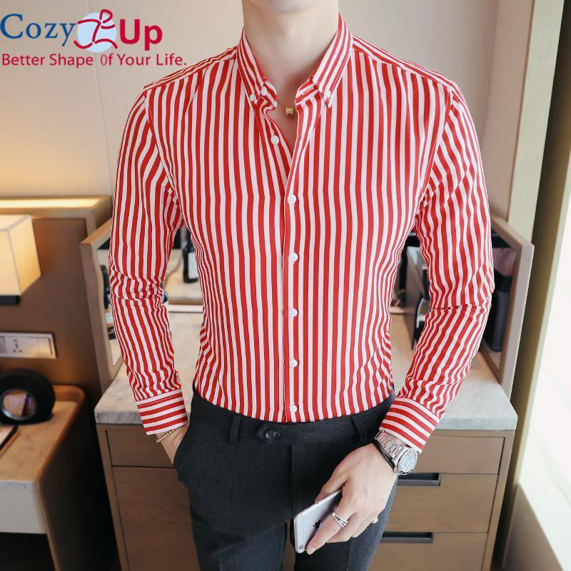 Men stripe long sleeve shirt cotton men 