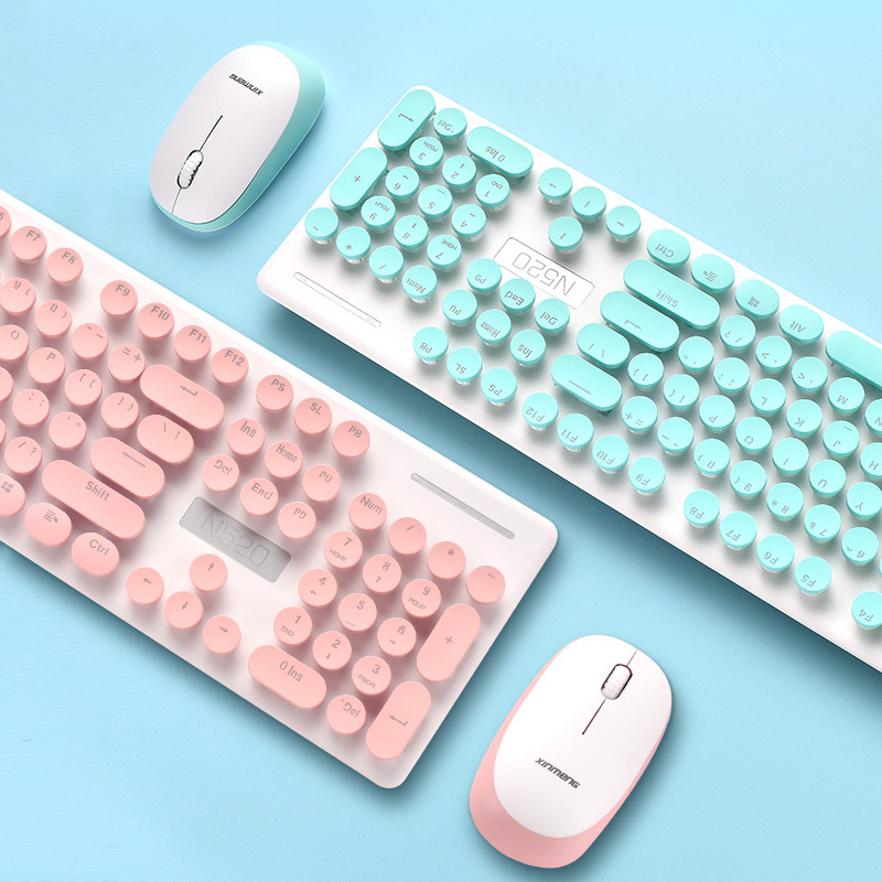 Xinmeng N520 wireless punk mechanical feel keyboard mouse set office business girls keyboard and mouse ebay. 