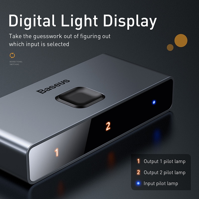 Baseus HDMI Splitter 4K 60Hz Bi-Direction HDMI Switch 1x2/2x1 HDR HDMI Audio Adapter for PS4 TV Box HDMI Switcher. 