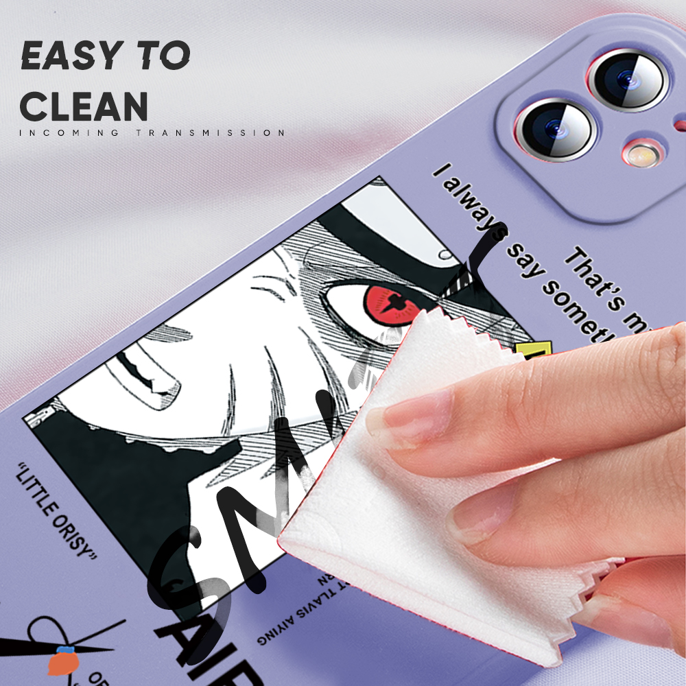 ZCSIBORUI for iPhone X/XS New Anime Uzumaki Naruto Square Edge Pattern Design Liquid Silicone Shockproof Phone Cases. 