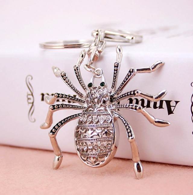 Keyholder Keychain Keyrring Creative Spider Keychain Ladies Rhinestone Decorated Key Ring Purse Bag Charm Pendant Gift For Women Key chain rings 2365489. 