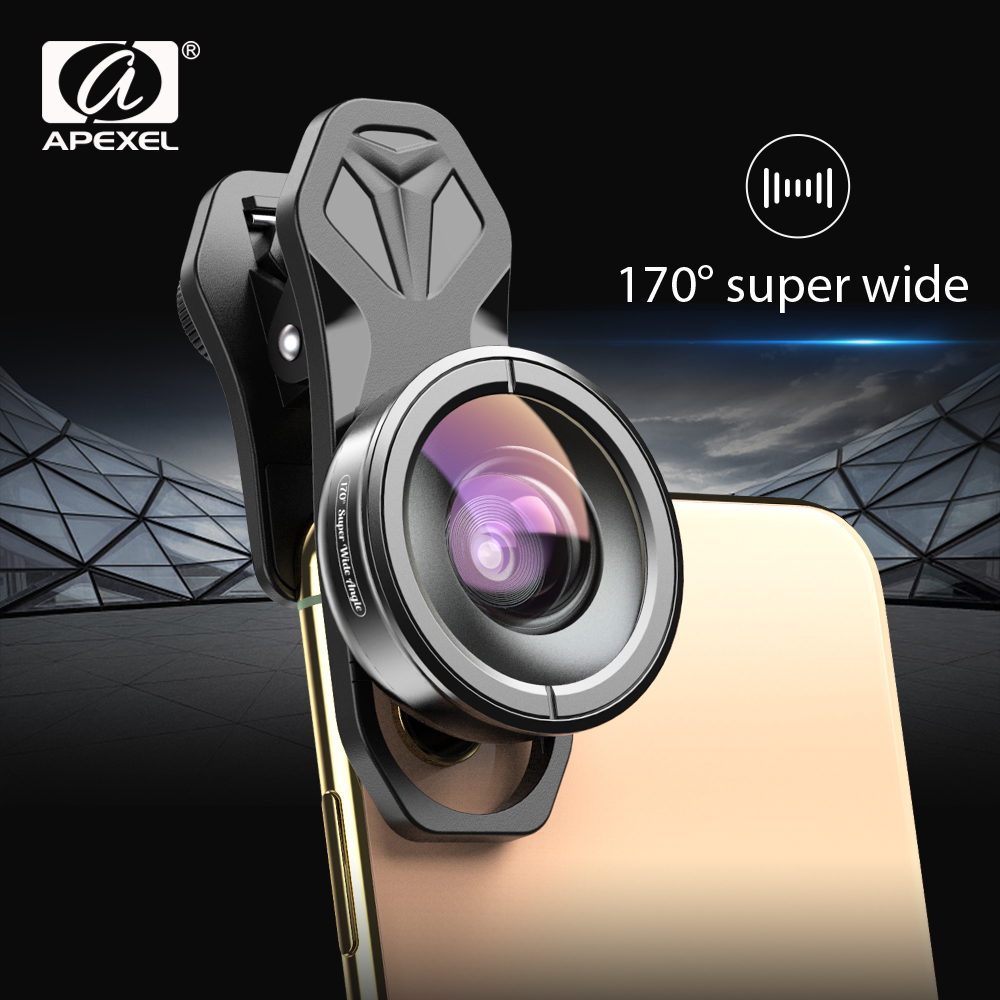 APEXEL optic phone lens HD 170 degree super wide angle lens Camera optical Lenses for iPhonex xs max xiaomi all smartphone. 