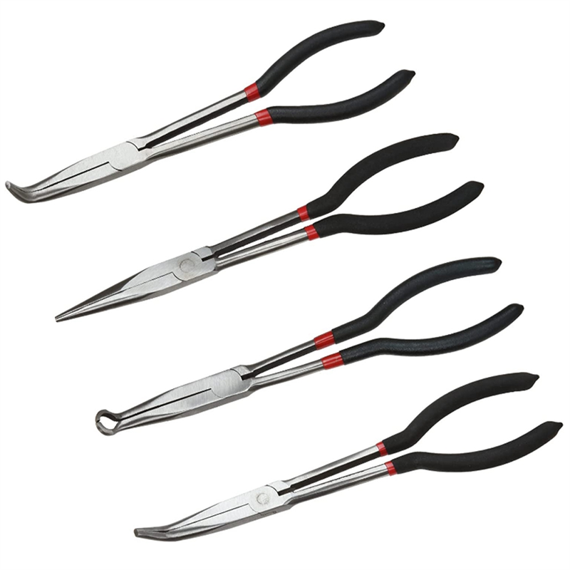 Straight Needle Nose Pliers 11-Inch Long Needle-Nosed Pliers Include Straight, 45-Degree, 90-Degree and O-Type Pliers