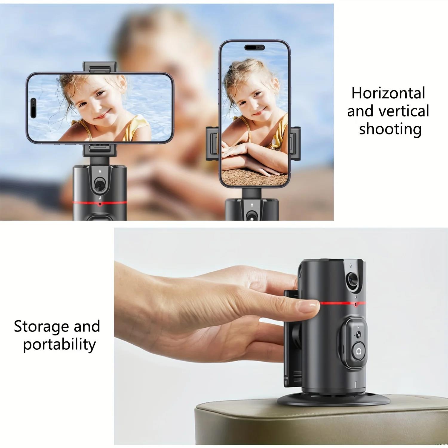 New P02 Auto Face Tracking Tripod Auto Tracking Phone Holder Horizontal and Vertical Screen Switching 360° Rotating Phone Holder. 