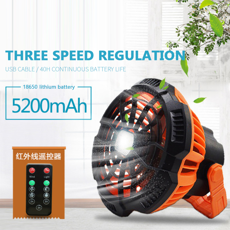 USB Rechargeable Camping Fan with LED Lantern Timing Remote Control Speed Hanging Ceiling Fan for Bedroom Home professional design. 