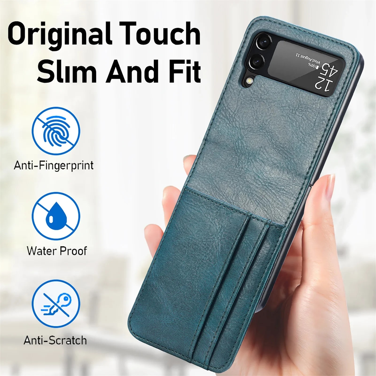 Plain Slim Leather Wallet Bag Case for Samsung Galaxy Z Flip 3 5 Flip5 Flip4 Flip3 5G Flip 4 2 flip2 Card Slot Cover Cases Solo Yolo. 