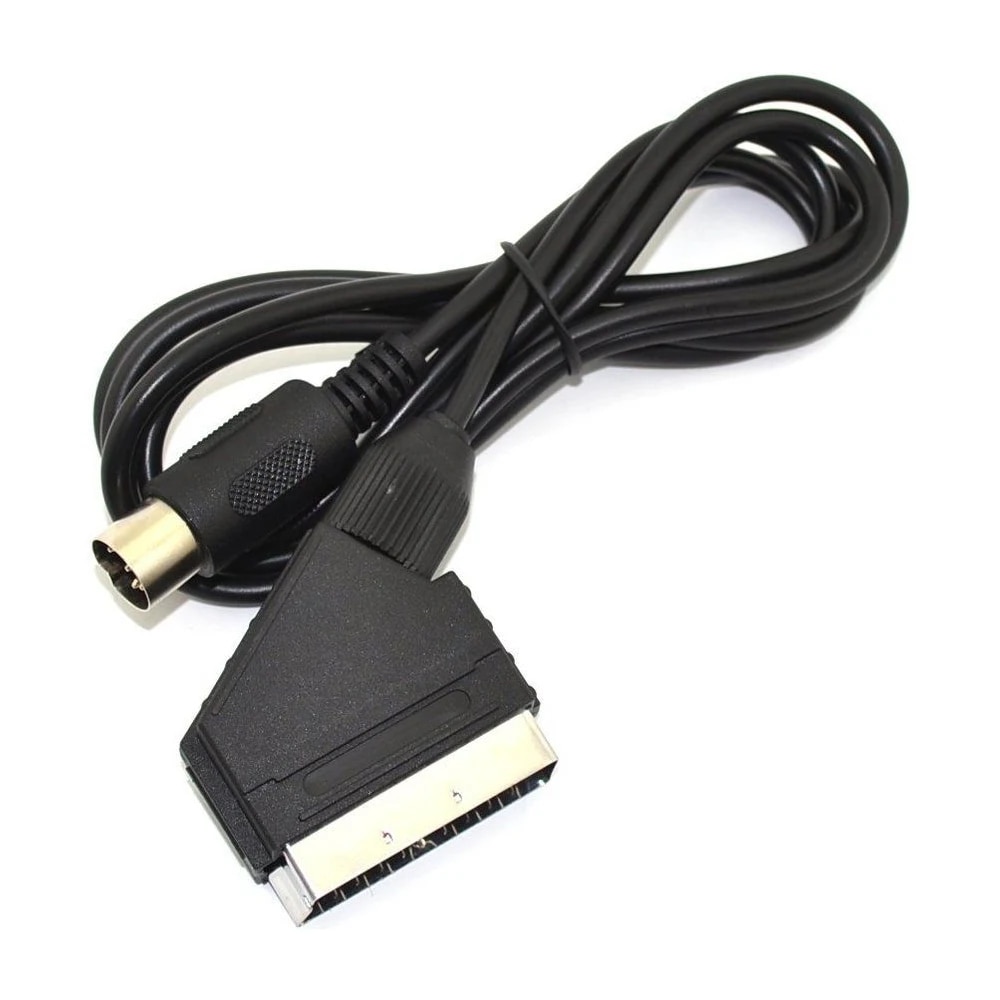 1PC Black RGB Scart Data Line 1.8m Charging Power Cable PAL C Pin For Sega Genesis 1 Mega Drive MD 1 Master System 1. 