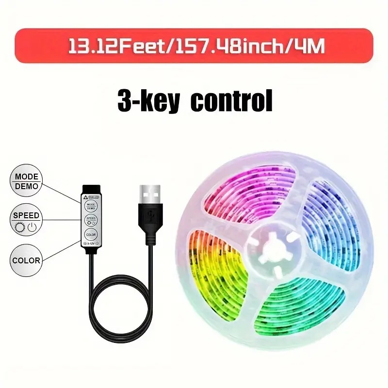 High quality 4 Meter/13.12 feet LED Light Strip RGB 5050 Color Changing LED Light Flexible Light Strip with 24keys Remote/Bluetooth App Control for Home Decor,Room Decor,Party Decoration TV Lighting Bedroom lighting Wall Lighting. 