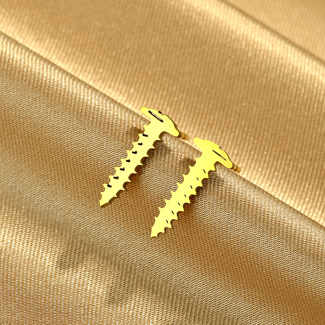 Handmade Screw Retro Earrings Women's Stainless Steel Earrings Men's Mechanical Tools Jewelry Gifts