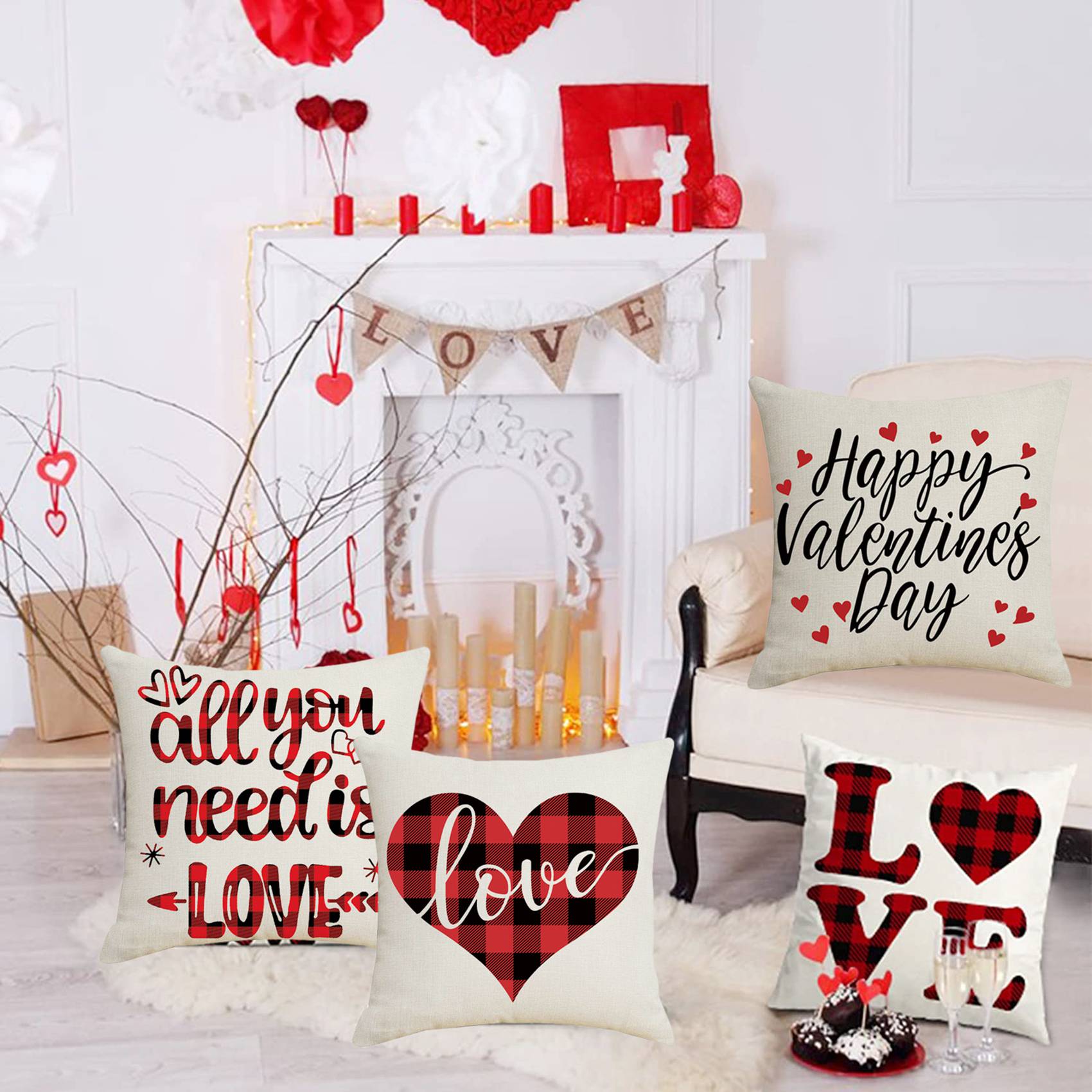Love And Letters Pillowcase Romantic Valentines Day Gift Wedding 激安通販の