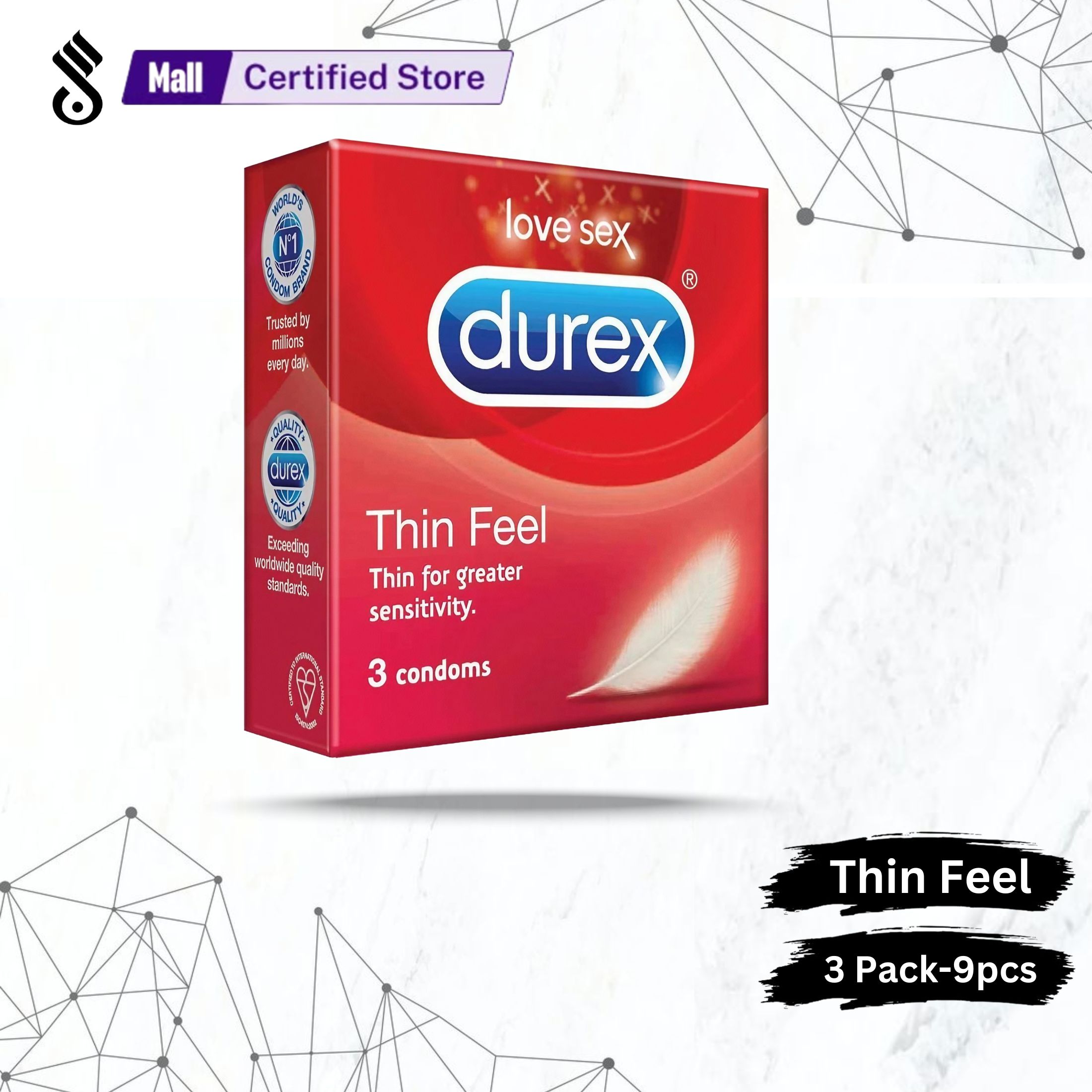 Durex Thin Feel Condom Combo 3 Pack 9Pcs. 