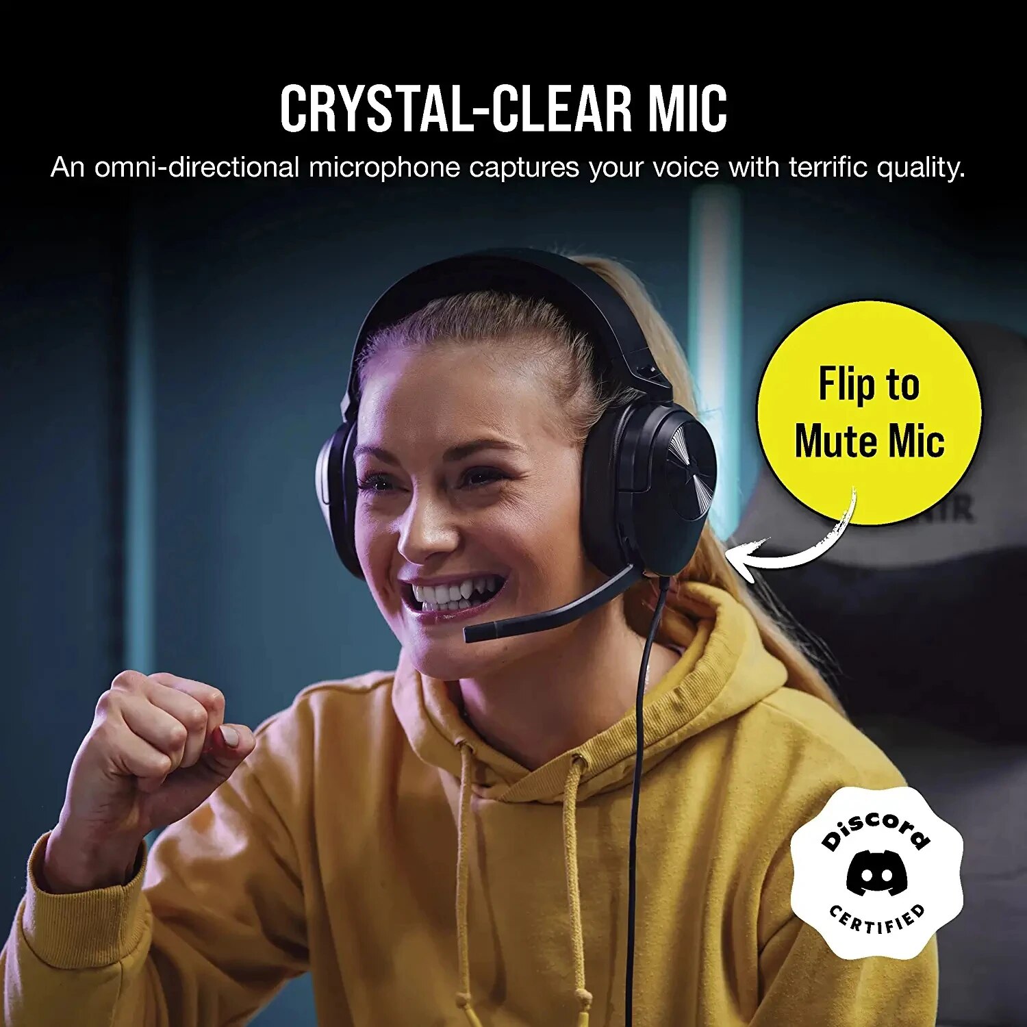 Corsair HS55 Surround Gaming Headset, Leatherette Memory Foam Ear Pads, Dolby Audio 7.1 Surround Sound on PC and Mac,Black/White. 