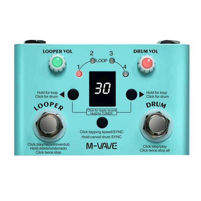 Guitar Effect Pedal Drum Looper Mini 2-In-1 Machine LOST TEMPO Effector Double Foot Switch Looper Pedal Easy to Use