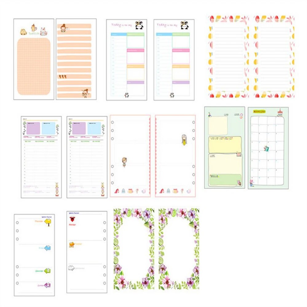 Rulers 80 Pages Scrap Booking Planner Organizer Refills Papers for 6-Rings Binder Notebook A5 A6 A7. 