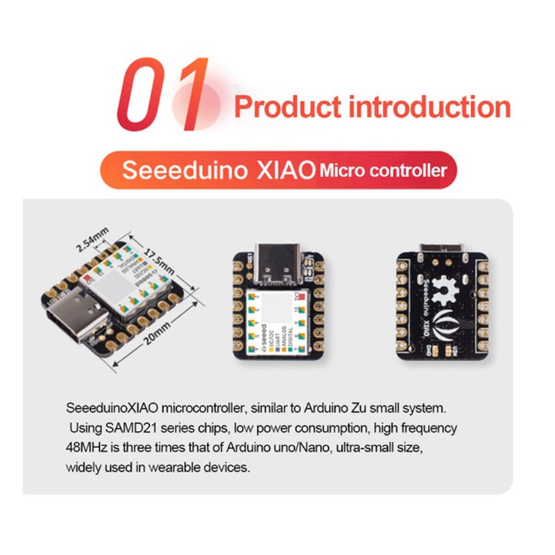 OUMERY Type-C Seeeduino XIAO Microcontroller SAMD21 Cortex M0+ Nano 48MHZ SPI I2C Interface for Arduino IDE/IOT System Tool. 