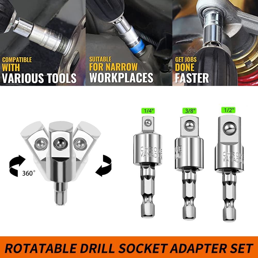 Flexible Drill Bit Extension Set, Impact Socket Adapter Set. 