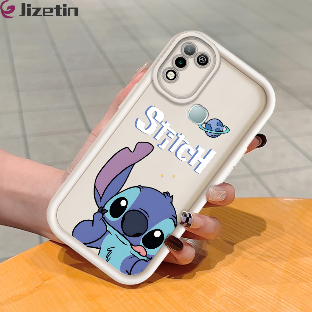 Jizetin for Infinix Hot 10 Play Hot 11 Play Back Cover Cute Stitch Ladder Camera Soft Rubber Mobile Phone Case