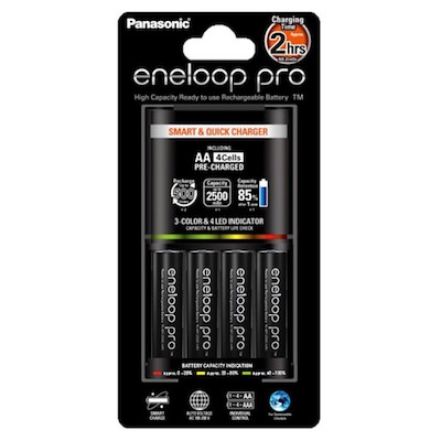 Panasonic K-KJ17KHCA4A 4-Position Charger with AA eneloop PRO Rechargeable Batteries, 4 pkk