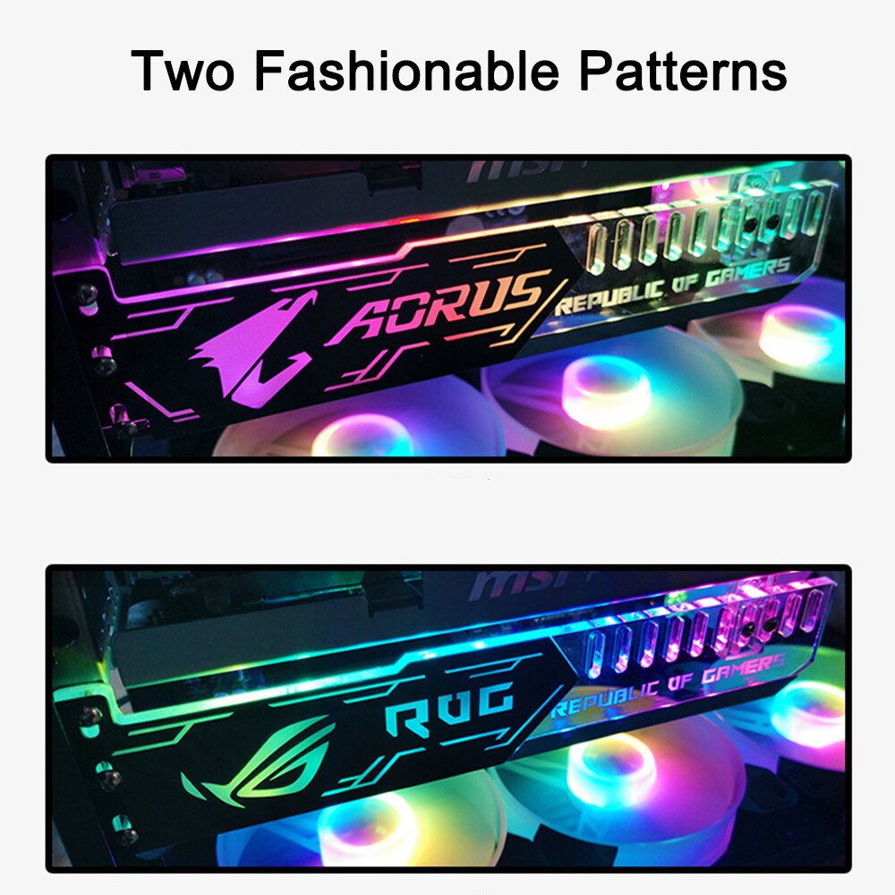 Coolmoon RGB LED Light Graphics Card Brket 25cm/28cm 5V Small 4PIN GPU Suprt VGA Holder for Computer Chassis PC -ROG28CM w Music. 