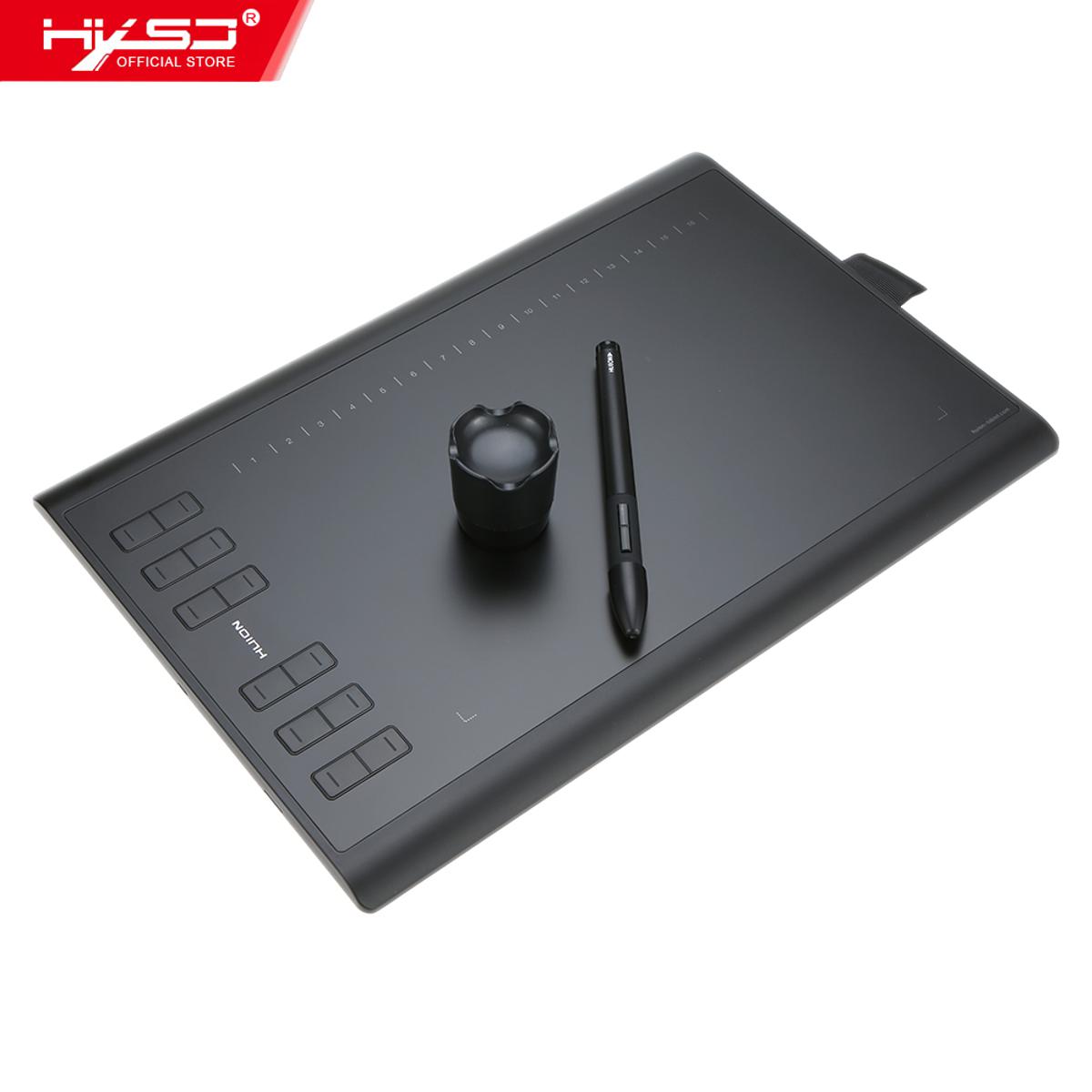 HXSJ Huion Graphic Drawing Tablet Micro USB New 1060PLUS with Memory Card 12 Express Keys Digital Painting Rechargeable Pen