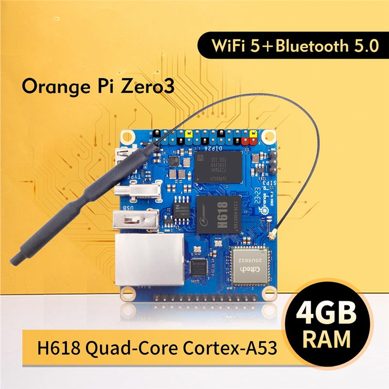 For Orange Pi Zero 3 4GB RAM Single Board Computer Allwinner H618 Chip LPDDR4 Gigabit Zero 3 4GB Development Board Parts Accessories. 