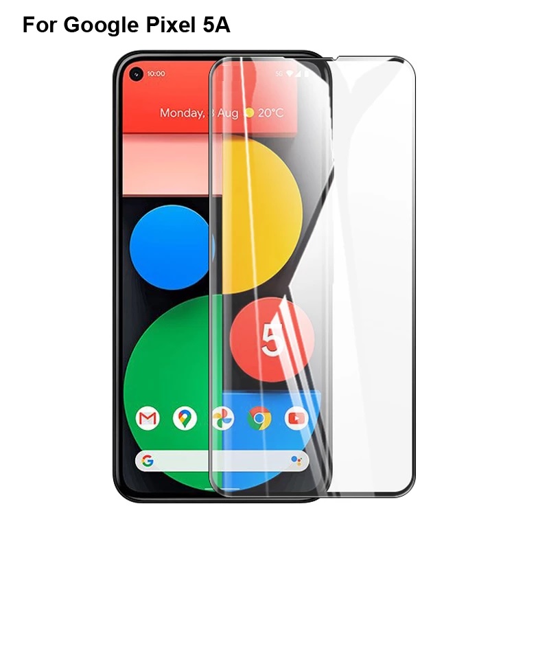 Google Pixel 5a 5g Tempered  Glass Screen Protector Gorilla Transparent 6D/9D/11D-Black