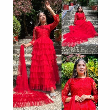 Dream Gorgeous Barbie Princess Gown - Premium Net and Sequence Design. 
