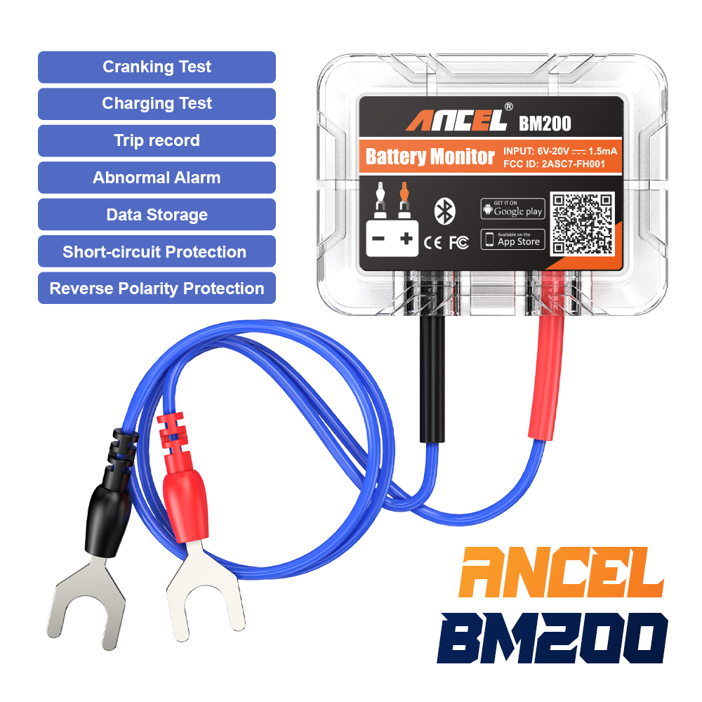 ANCEL BM200 12V Battery Tester Wireless Bluetooth 4.2 Battery Monitor LED Display SOH SOC Battery Analyzer Auto Tester Tools