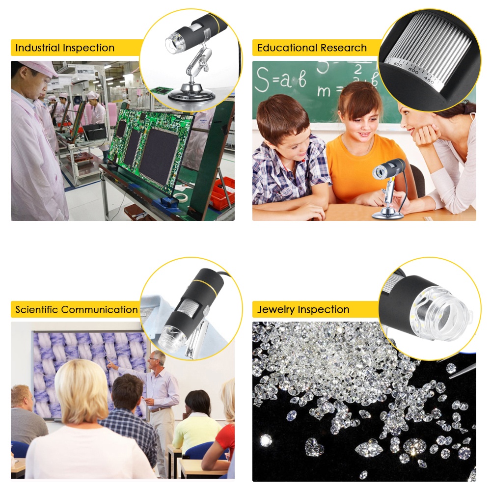 KOGEEK 1000X Magnification USB Digital Microscope with OTG Function Endoscope 8-LED Light Magnifying Glass Magnifier with Stand. 