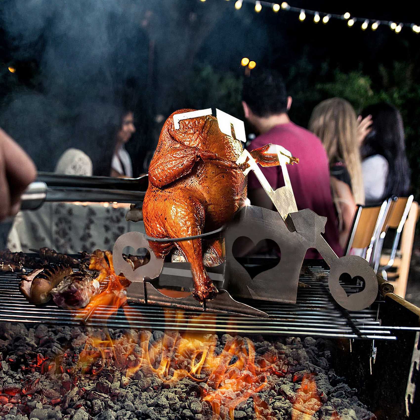Portable Grill Chicken Rack Beer Can Chicken Stand Outdoor BBQ Party