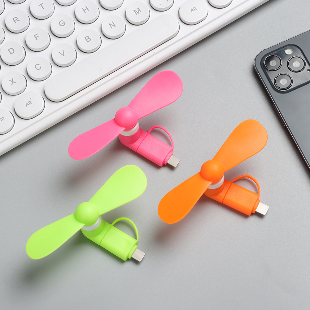 Portable Phone Fan 2 in 1 Type-C Small Mini Fan for Mobile Phone. 