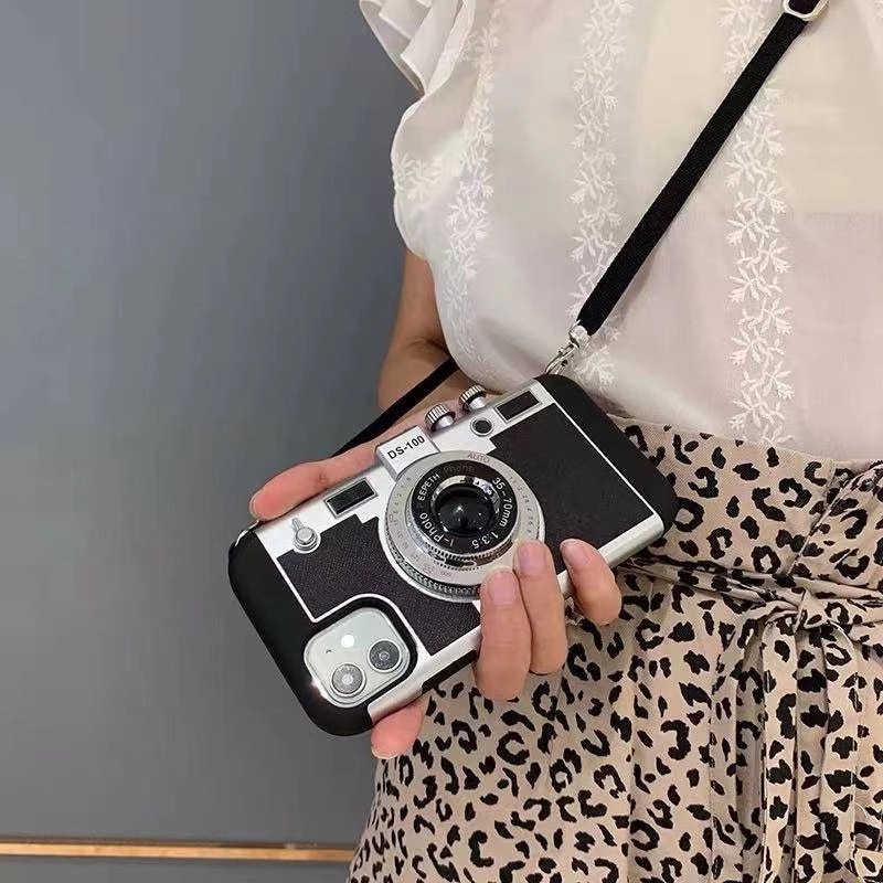 Emily In Paris 3D Retro Camera Leather Case for IPhone 11 13 14 15 Pro Max 12 Mini XS XR X 7 8 Plus SE 3 IPone 15Pro Accessories Solo Yolo. 