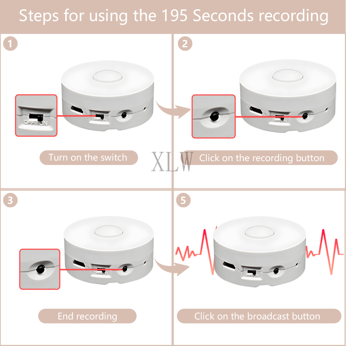 Small Music Box Button Play 195s Recordable Voice Module Sound Box for Plush Toy and Creative Greeting Card,Gift. 