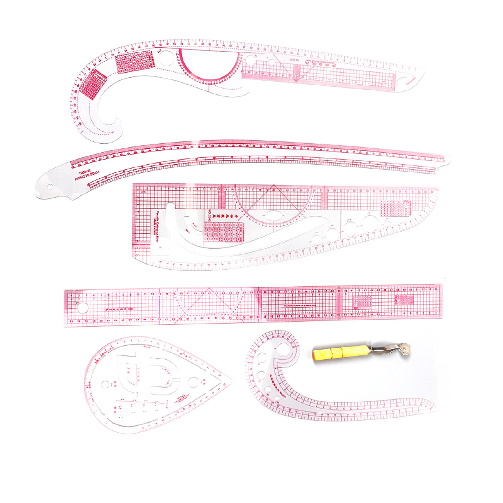 7pcs French Curve Ruler Set High Accuracy Tools Sewing Rulers With Scale Kit. 