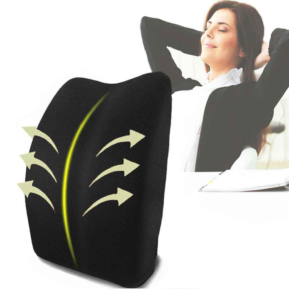 Foam Lumbar Support Back Cushion with 3D Mesh Cover Balanced Firmness Designed for Lower Back Pain Relief- Ideal Back Pillow for Computer/Office Chair, Car Seat, Recliner