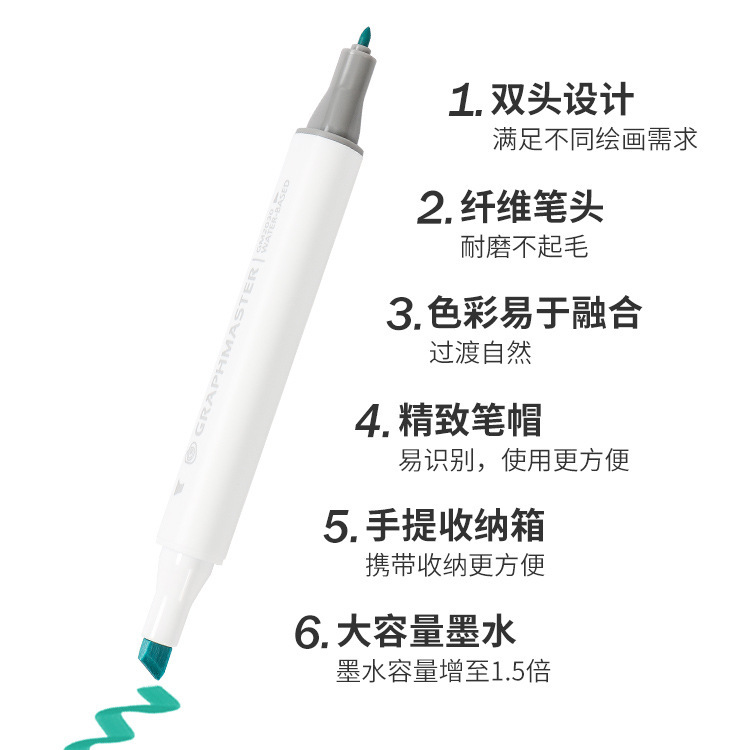 STA Graf Master GM2030 Water-Based Oil-Based Marker Set Double-ended Stacked Color Painting Design. 