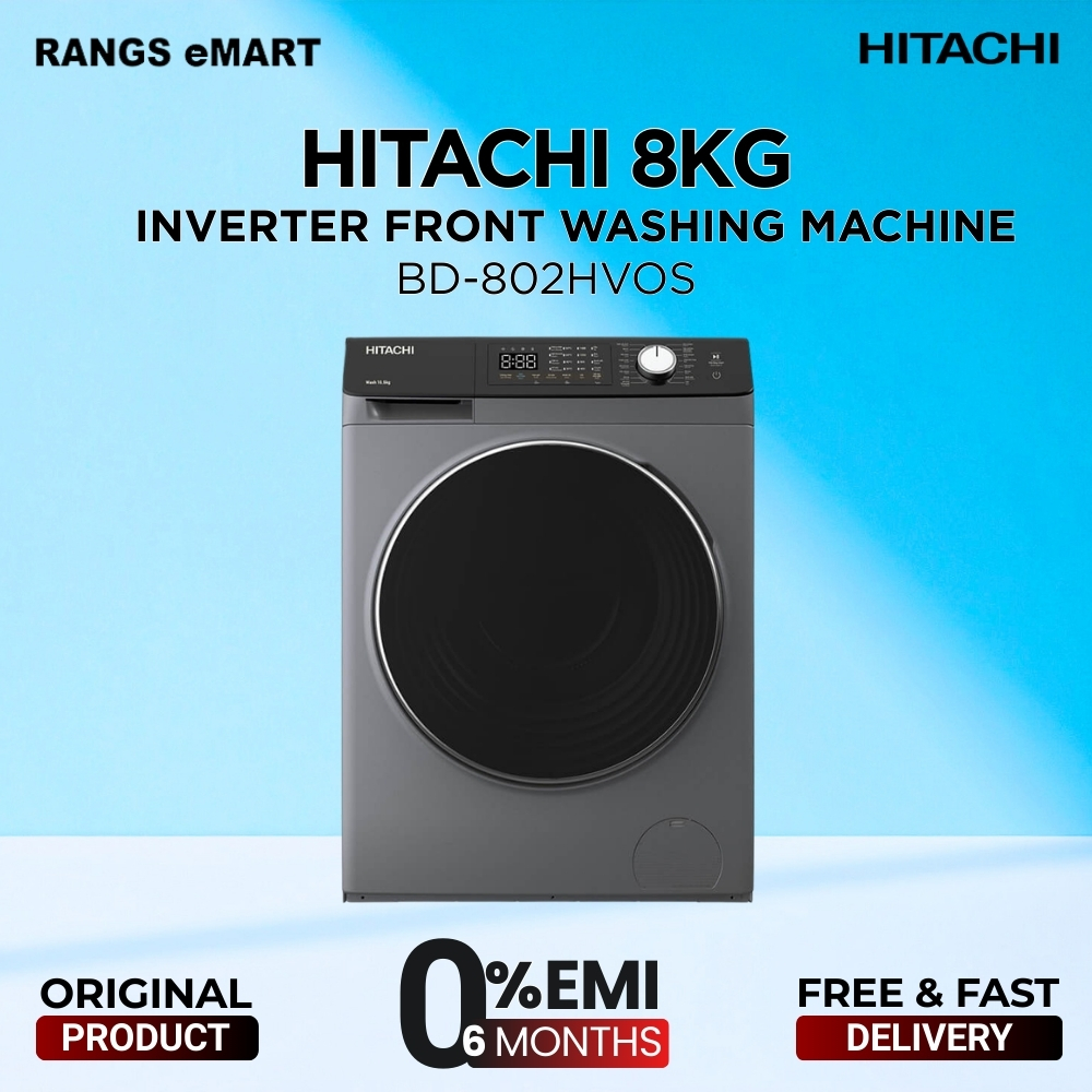 HITACHI Official 8KG WASHER BD-802HVOS with Free Delivery and Free Installation | EMI Facility