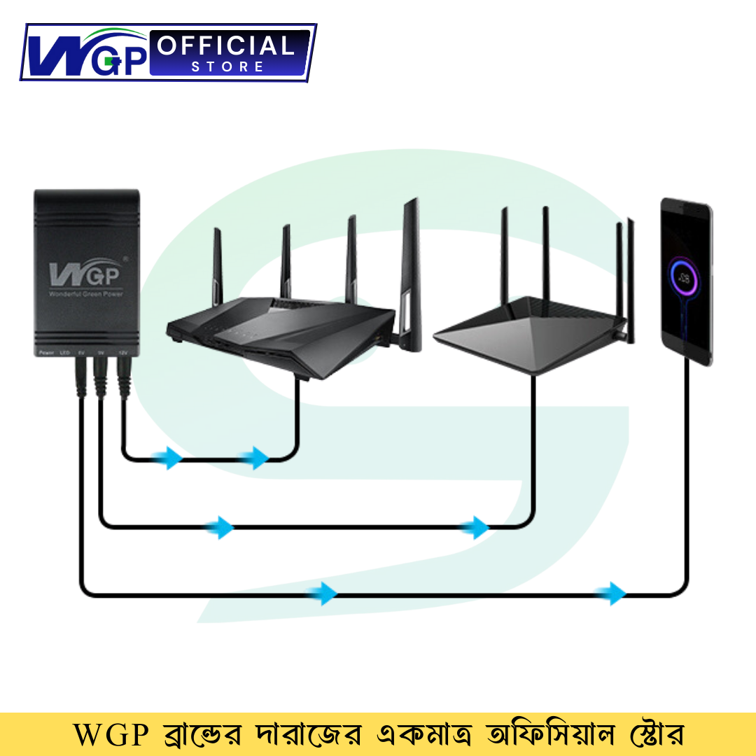 WGP Mini UPS for Router, Onu, CC Camera 5 12 12 Volt Output. 