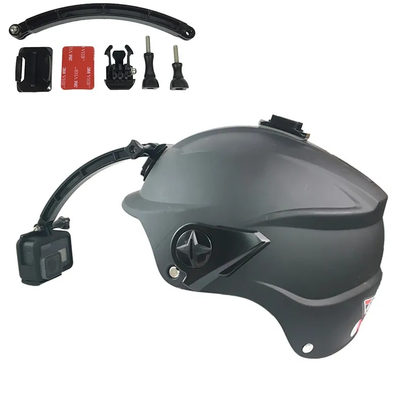 Helmet Arm Kit for GoPro Extendable Pole Curved Flat Adhesive Mount Buckles for Go Pro Hero 7 6 5 4 3+ SJCAM EKEN Xiaoyi Yi Cam. 