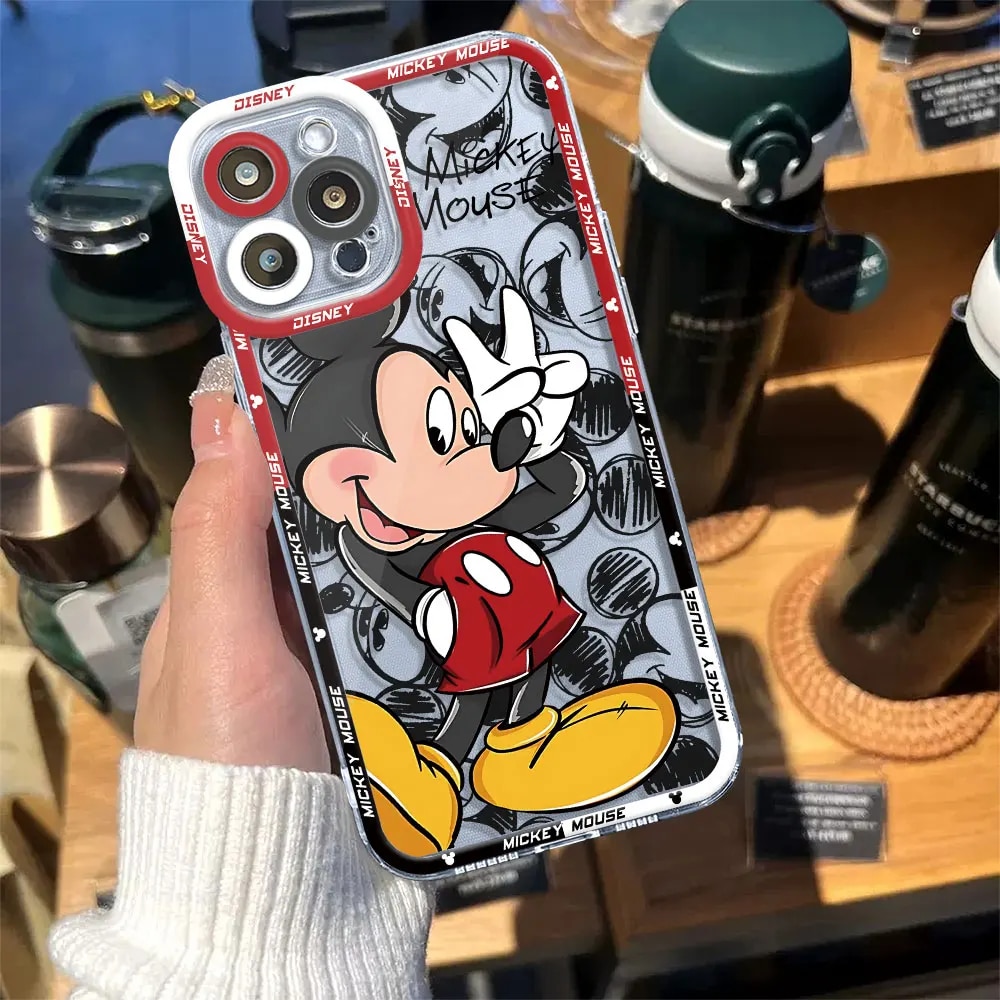 Disney Mickey Minnie Mouse Case for Apple iPhone 8 12 Mini 13 Pro Max 11 15 Plus 7 X XS SE XR 14 Pro Cover Clear Silicone. 