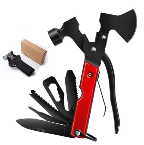 14 in 1 Multi Functional Multi tool Stainless Steel and Wooden Claw Hammer and Axe. 
