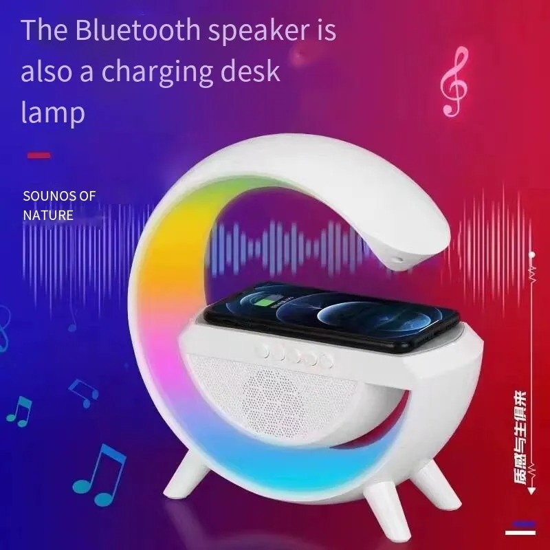 LED Wireless Charging Table Lamp Bluetooth Speaker Intelligent Atmosphere RGB Light Bluetooth Speaker With Wireless Charging BT2301 Wireless Charger Speaker. 