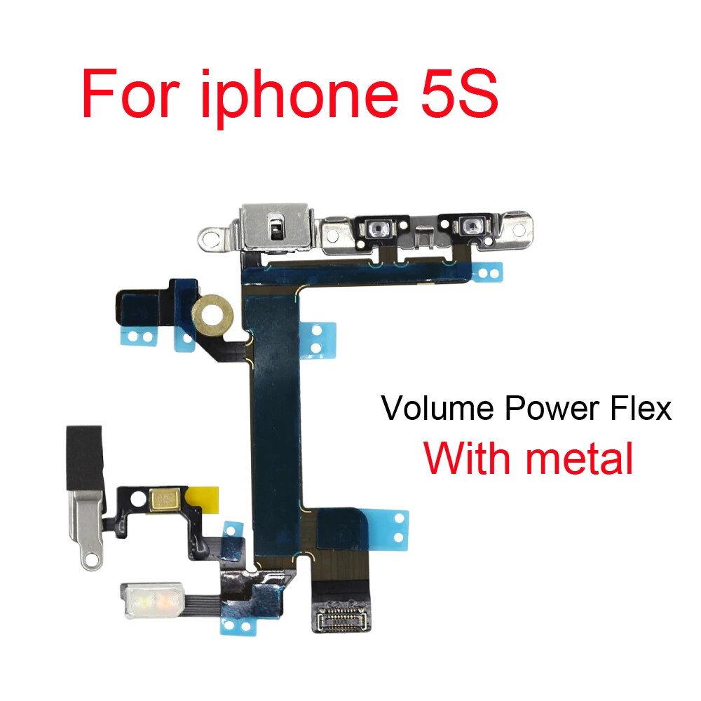 New Power Button On Off Flex Cable For iPhone 5 5S SE 2016 2020 Mute Volume Switch Connector Ribbon Parts. 